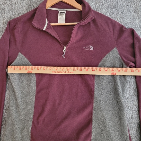 The North Face Womens 1/4Zip Fleece Pullover  Soft Womens Size XL Gray& Burgundy - Picture 2 of 5